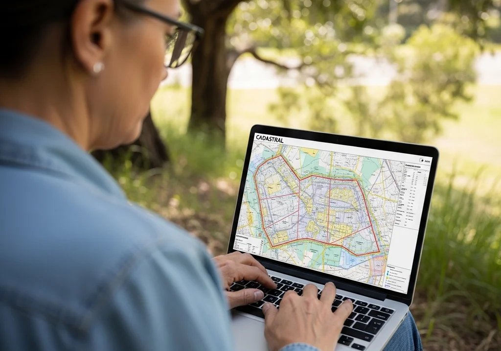 personne laptop carte cadastrale